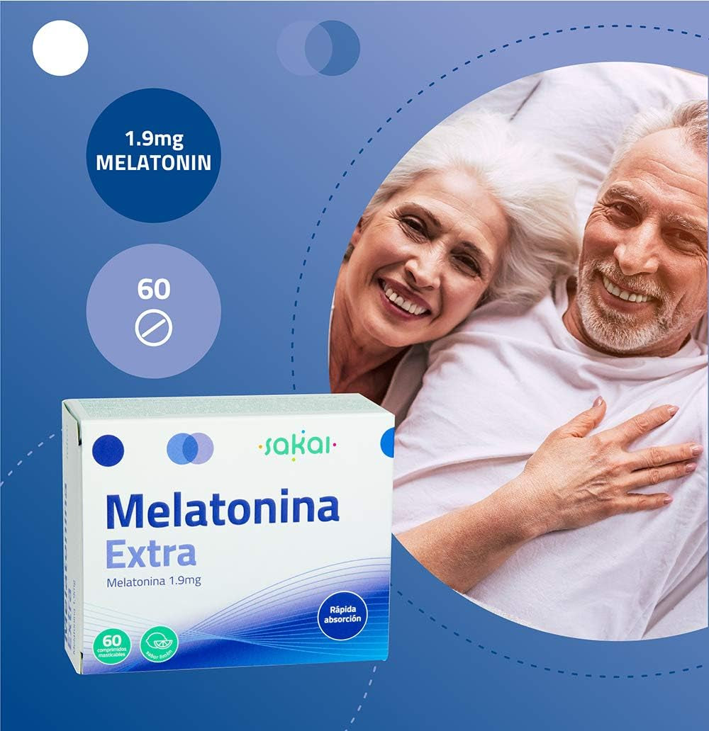 MELATONINA EXTRA 1,9 Mg Para ADULTOS Con Problemas PARA DORMIR + JET LAG | DOSIS ALTA De MELATONIN PURA | Fácil Consumo, Rápida Absorción | Fórmula VEGANA, SIN AZÚCAR, SIN GLUTEN, SIN LACTOSA - SAKAI