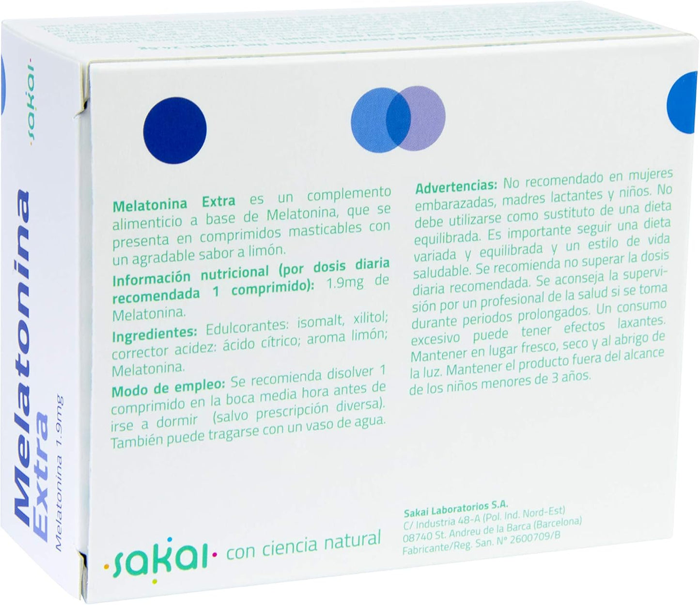 MELATONINA EXTRA 1,9 Mg Para ADULTOS Con Problemas PARA DORMIR + JET LAG | DOSIS ALTA De MELATONIN PURA | Fácil Consumo, Rápida Absorción | Fórmula VEGANA, SIN AZÚCAR, SIN GLUTEN, SIN LACTOSA - SAKAI