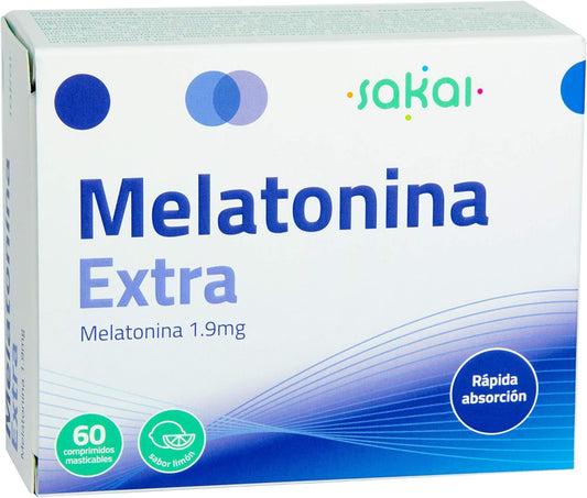 MELATONINA EXTRA 1,9 Mg Para ADULTOS Con Problemas PARA DORMIR + JET LAG | DOSIS ALTA De MELATONIN PURA | Fácil Consumo, Rápida Absorción | Fórmula VEGANA, SIN AZÚCAR, SIN GLUTEN, SIN LACTOSA - SAKAI
