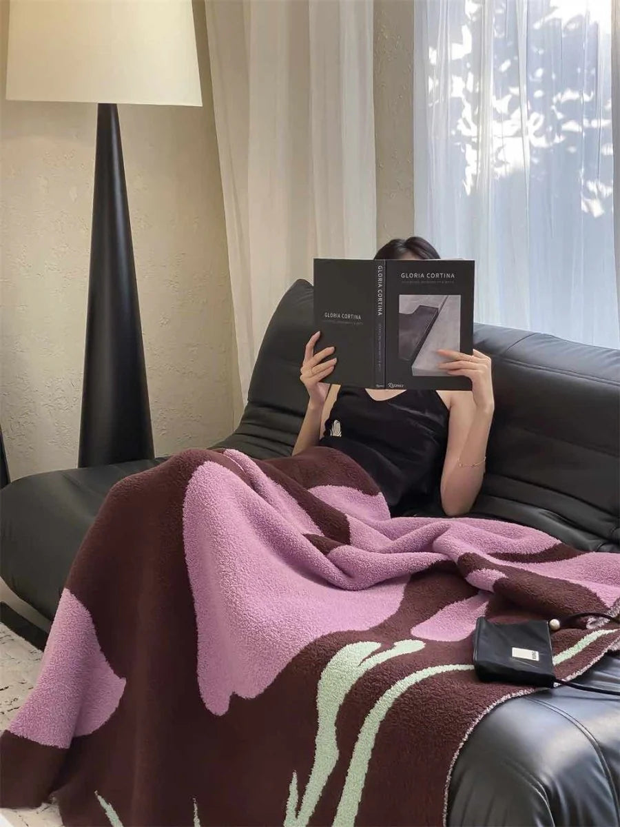 Terracotta Iris Throw Blanket - Warm Thick Earthy Tone Fall Blanket
