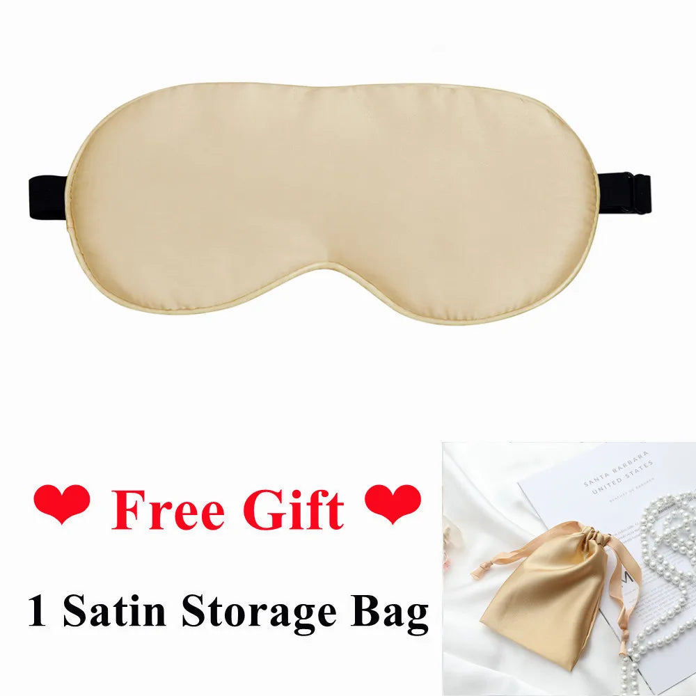 100% Natural 19 Mulberry Silk Sleep Eye Mask Sleeping Smooth Soft Eye Sleep Shade Cover with Elastic Adjustable Strap Blindfold