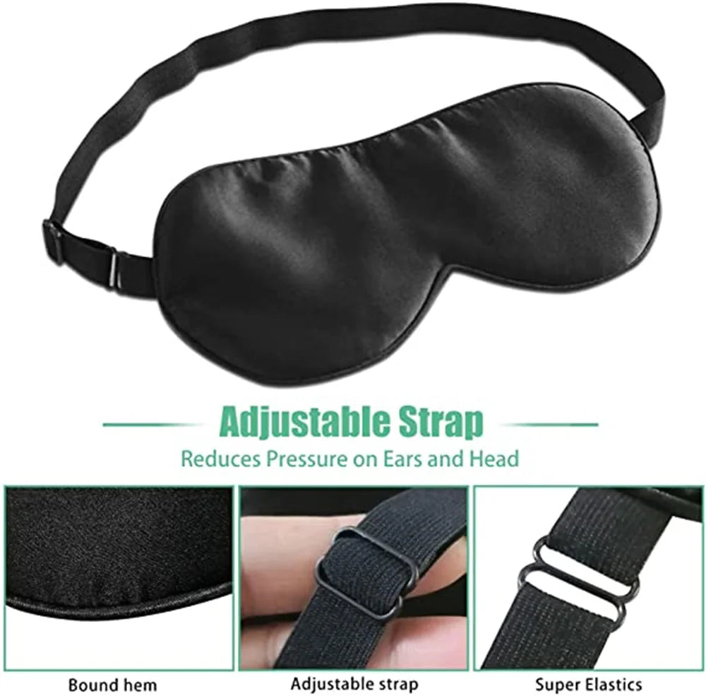100% Natural 19 Mulberry Silk Sleep Eye Mask Sleeping Smooth Soft Eye Sleep Shade Cover with Elastic Adjustable Strap Blindfold